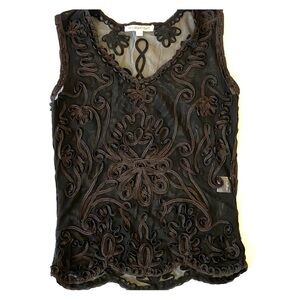 ANDREA Rosati M Sheer Tank Top Ribbon Detail.